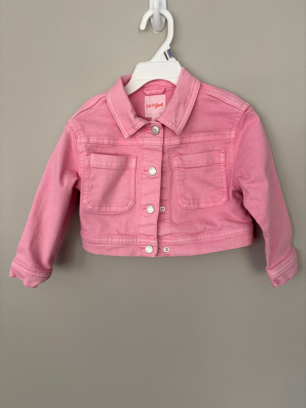 Cat & Jack Pink Denim Jacket with Chest Pockets